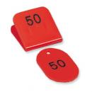 親子番号札 角型 1〜50(1組)レッド (品番:CT-3-1-R)